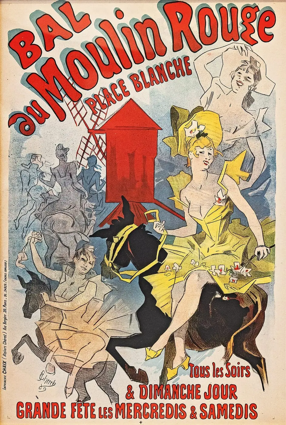 Bal au Moulin Rouge place Blanche by Jules Chéret, canvas print