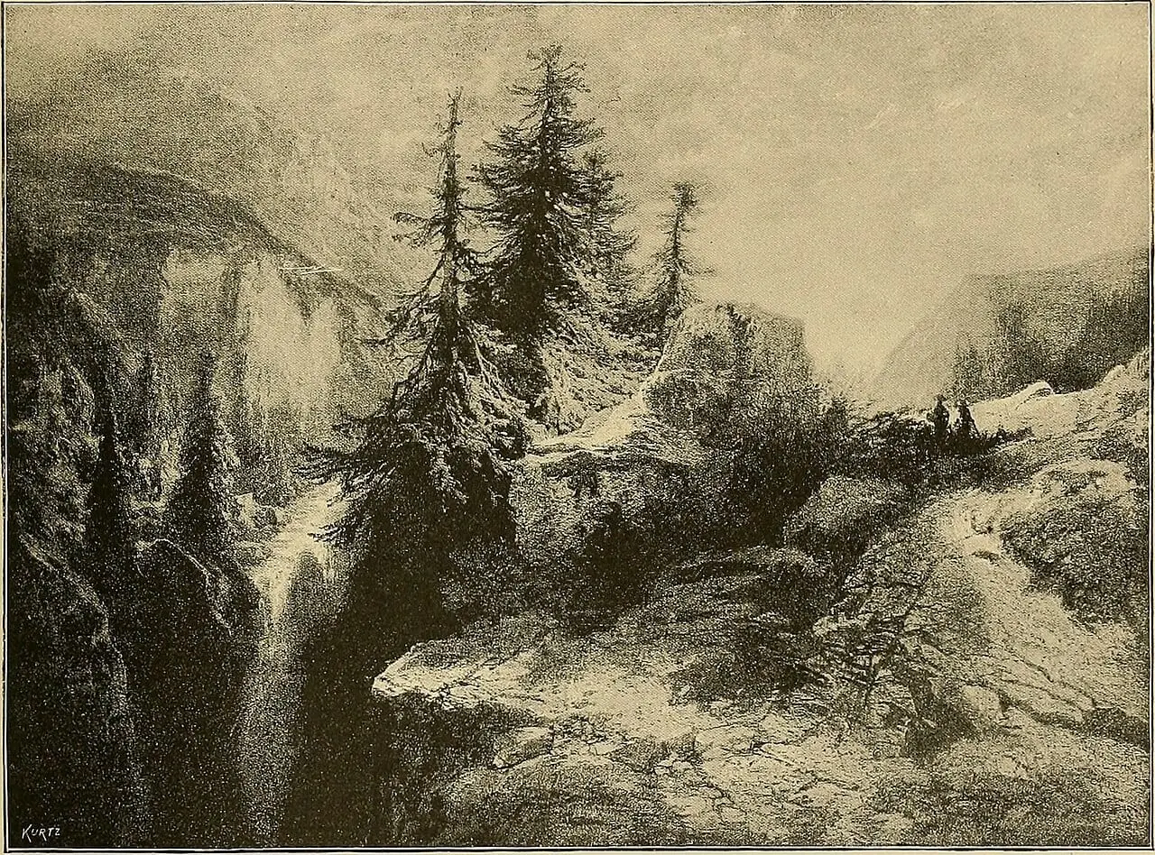 Alpine Landscape by Alexandre Calame, canvas print