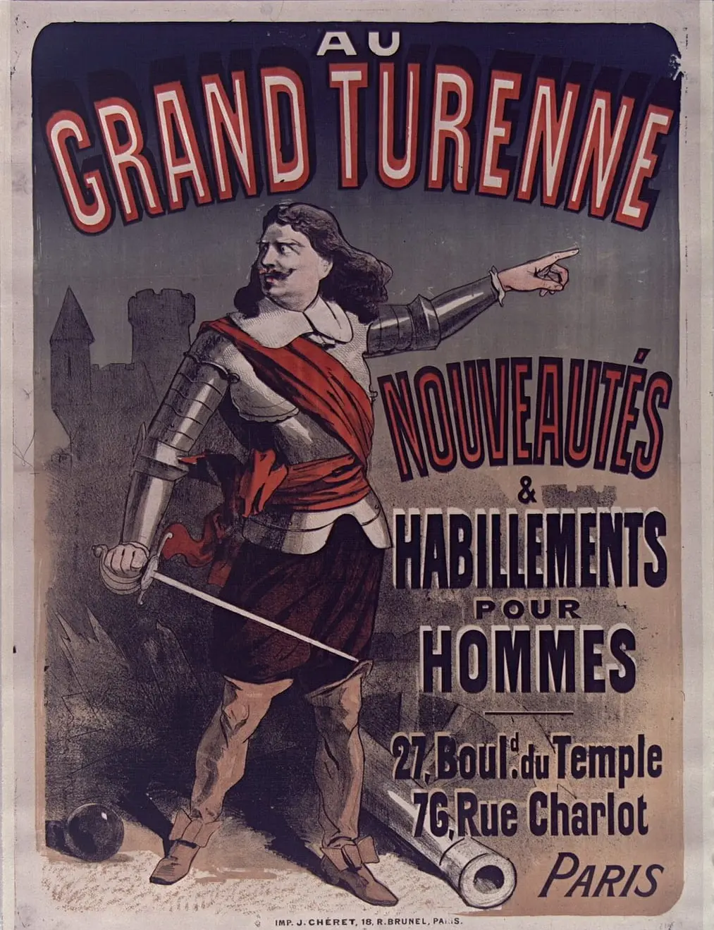 Au Grand Turenne. Nouveautés et habillements pour hommes by Jules Chéret, canvas print
