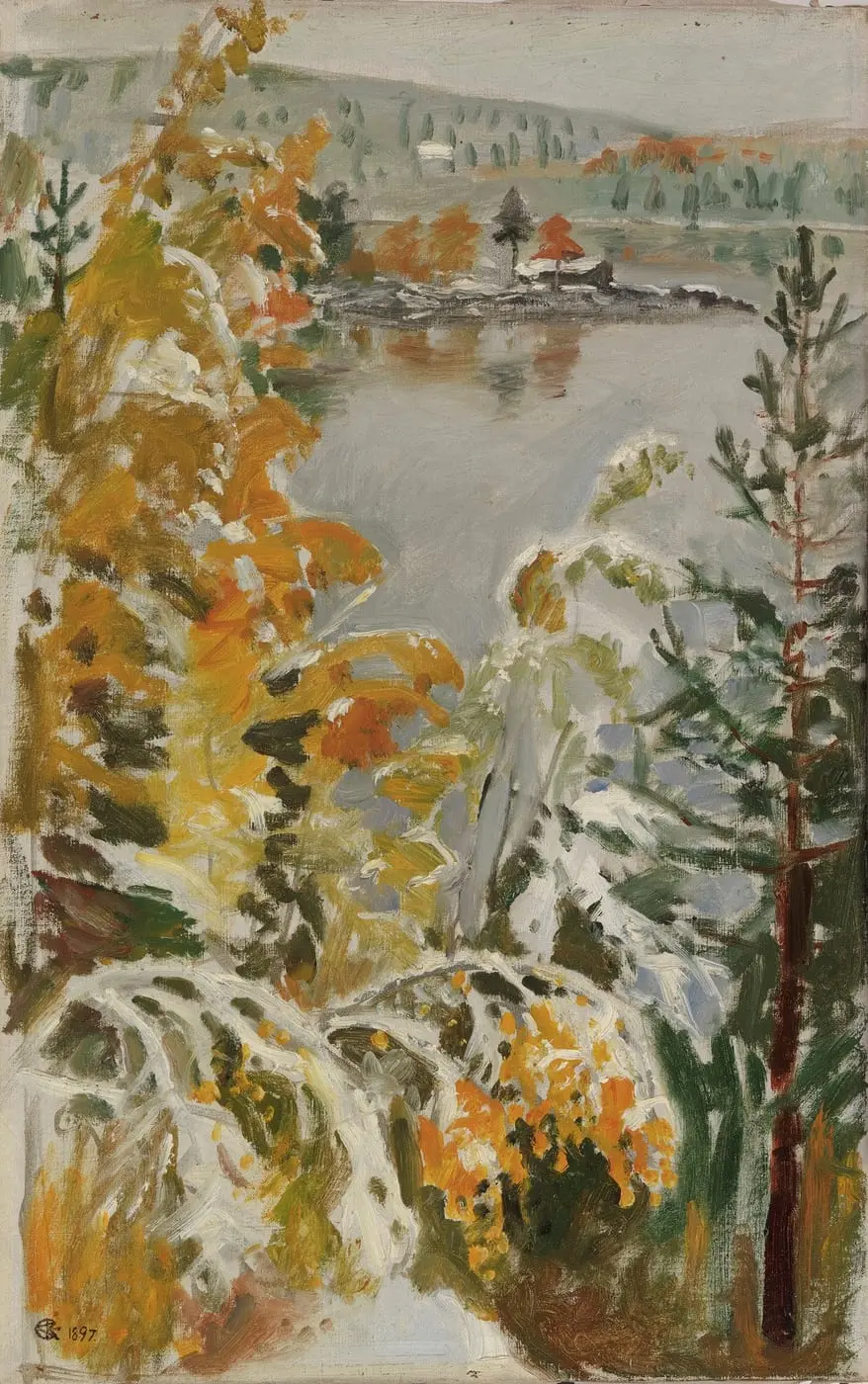 Autumn Landscape, First Snow by Akseli Gallen-Kallela, canvas print