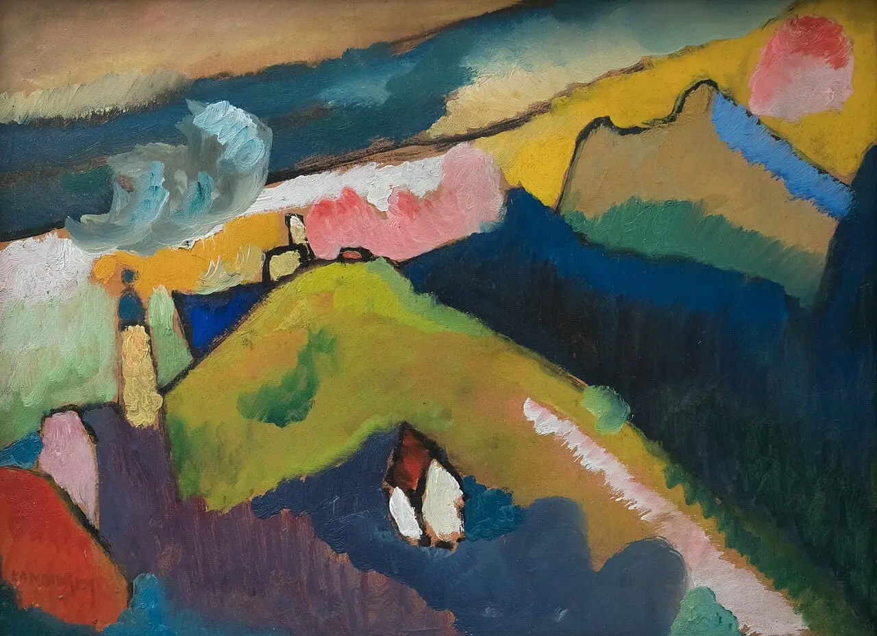 Berglandschaft mit Kirche by Wassily Kandinsky, canvas print