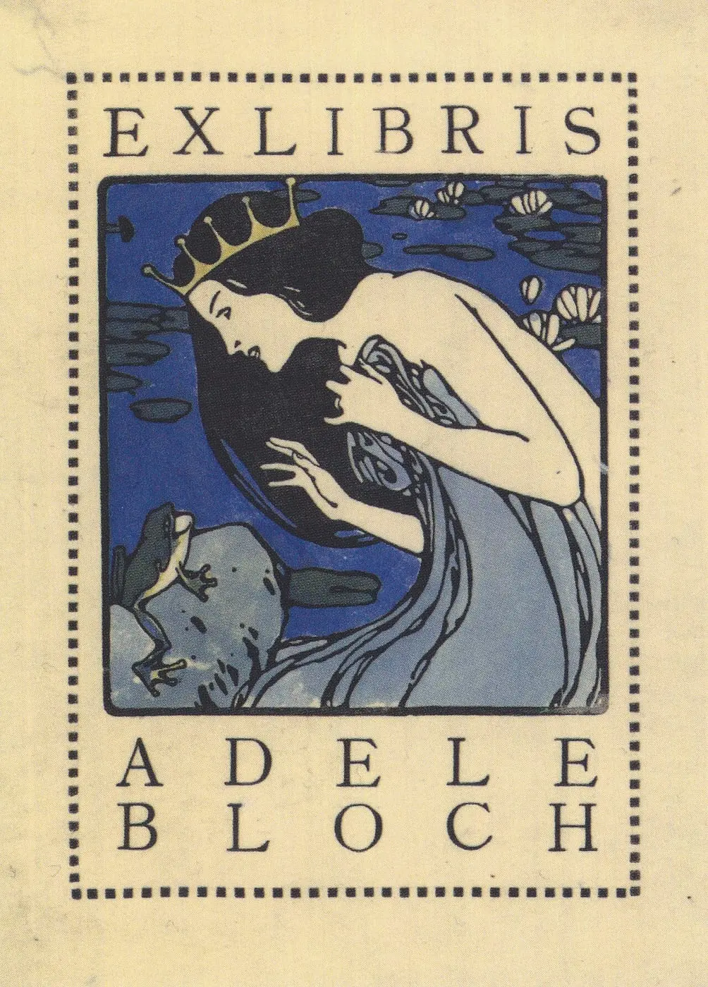 Bookplate with princess and frog by Koloman Moser, canvas print