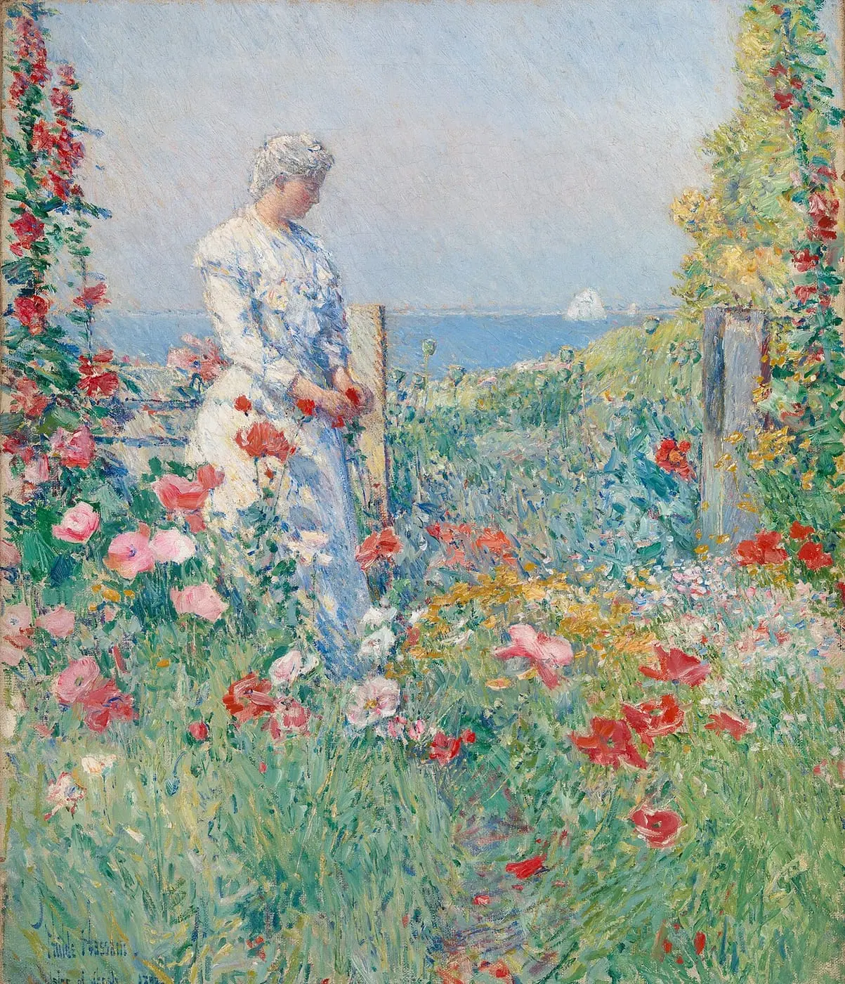 Celia Thaxter in Her Garden by Childe Hassam, canvas print