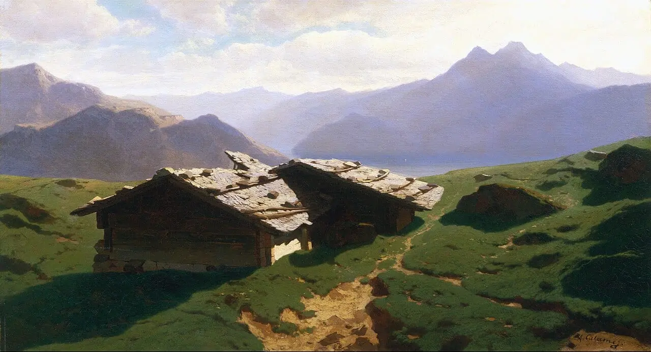 Chalets at Rigi by Alexandre Calame, canvas print