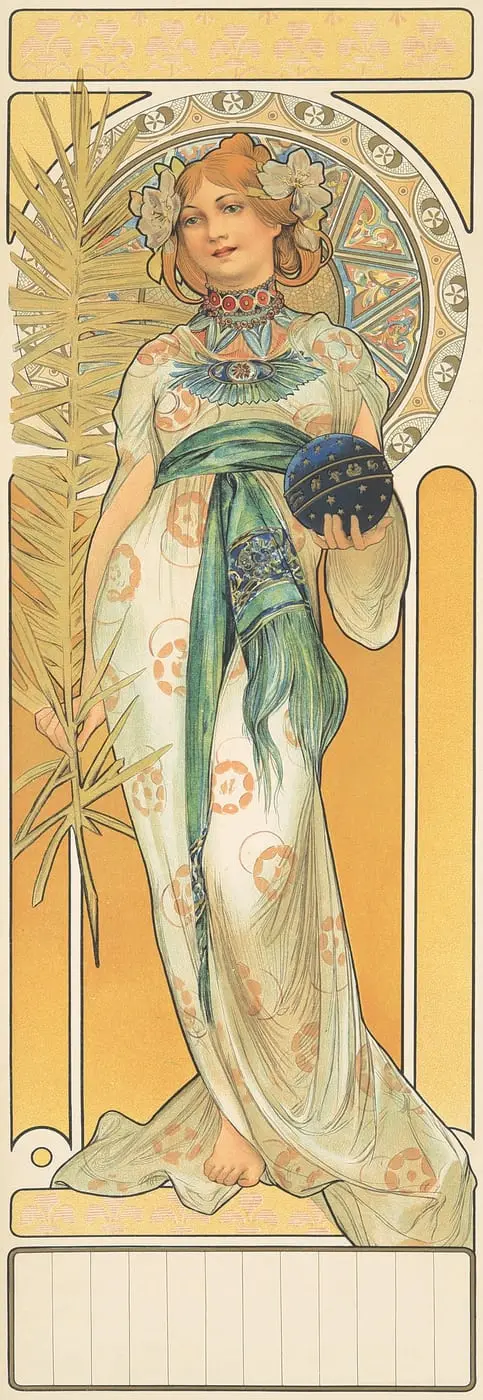 Champenois Calendar by Alphonse Mucha, canvas print