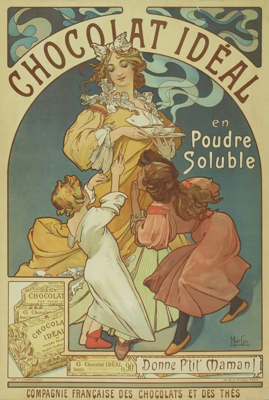 Chocolat Idéal en Poudre Soluble Compagnie Française des Chocolats et… by Alphonse Mucha, canvas print