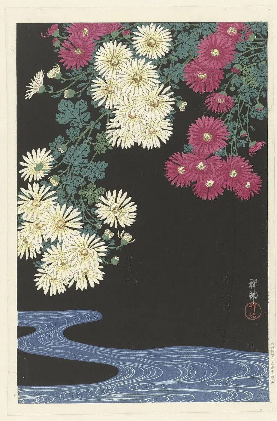 Chrysanten en water by Ohara Koson, canvas print