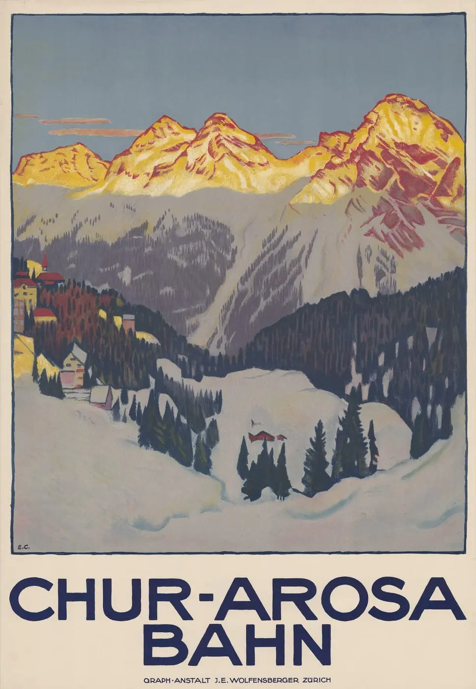 Chur-Arosa Bahn by Emil Cardinaux, canvas print