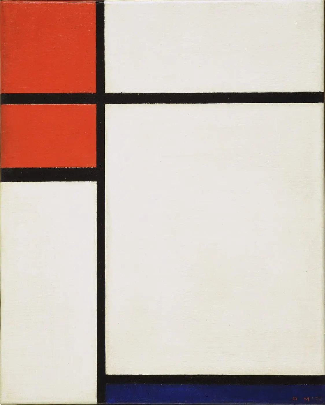 Composition with Red and Blue by Piet Mondrian, canvas print