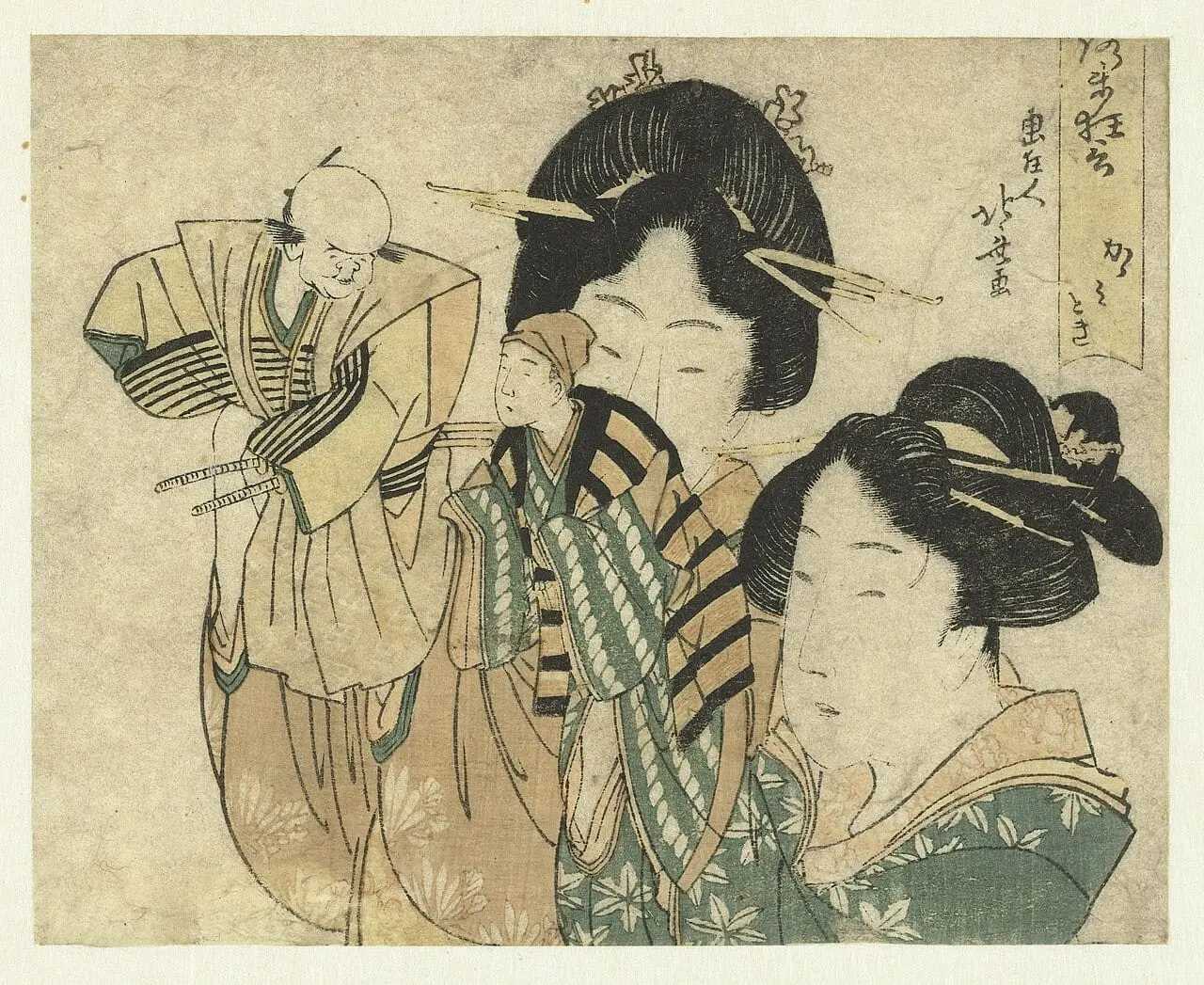 De spiegelpolijster Kagamitogi (titel op object) Komisch tussenspel… by Katsushika Hokusai, canvas print
