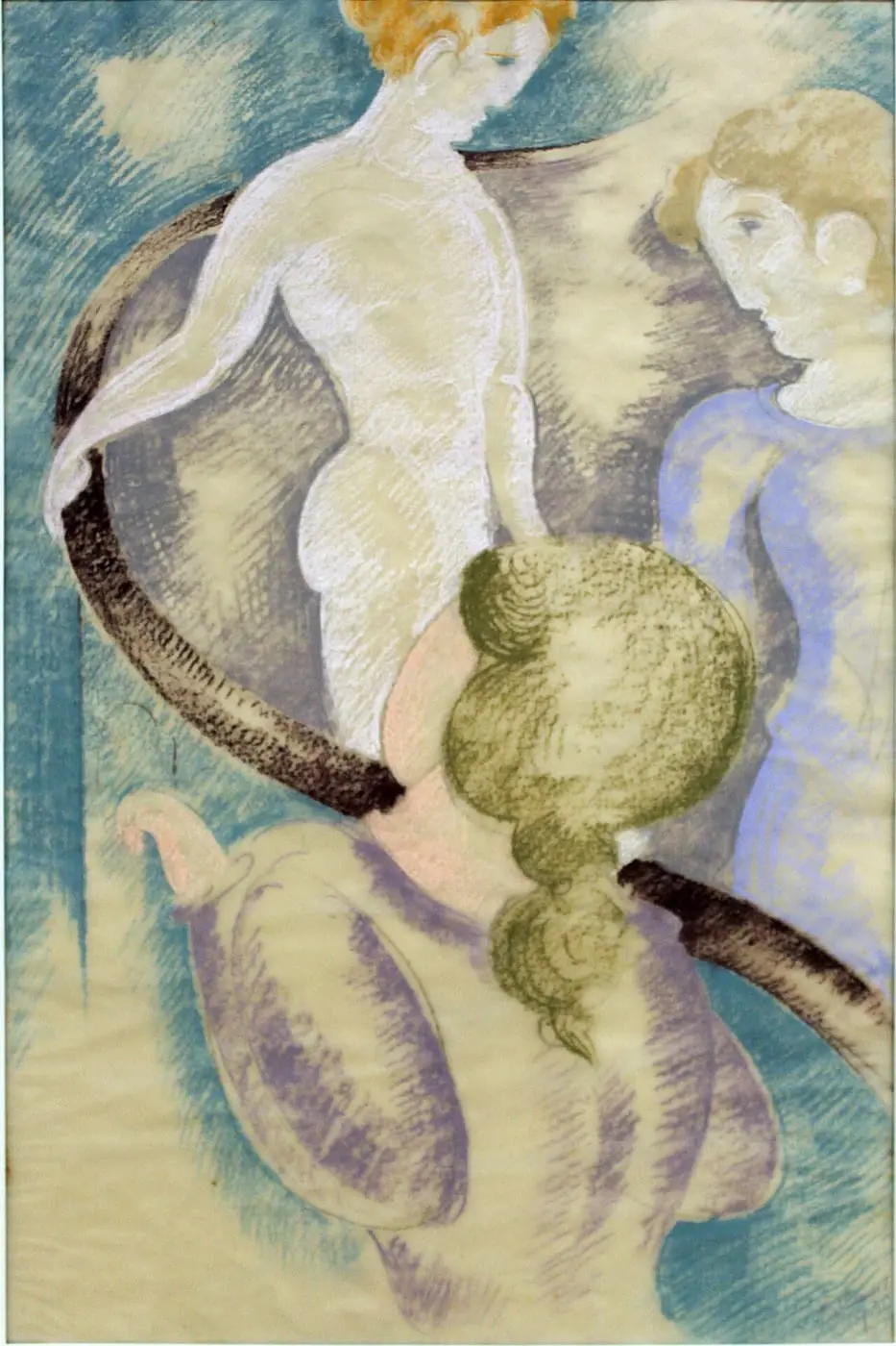 Drei Figuren am Geländer by Oskar Schlemmer, canvas print
