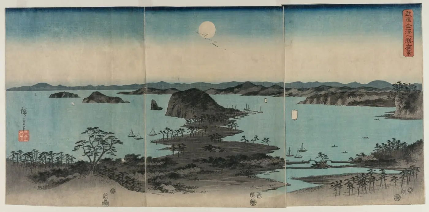 Eight Views of Kanazawa at Night by Utagawa Hiroshige, canvas print
