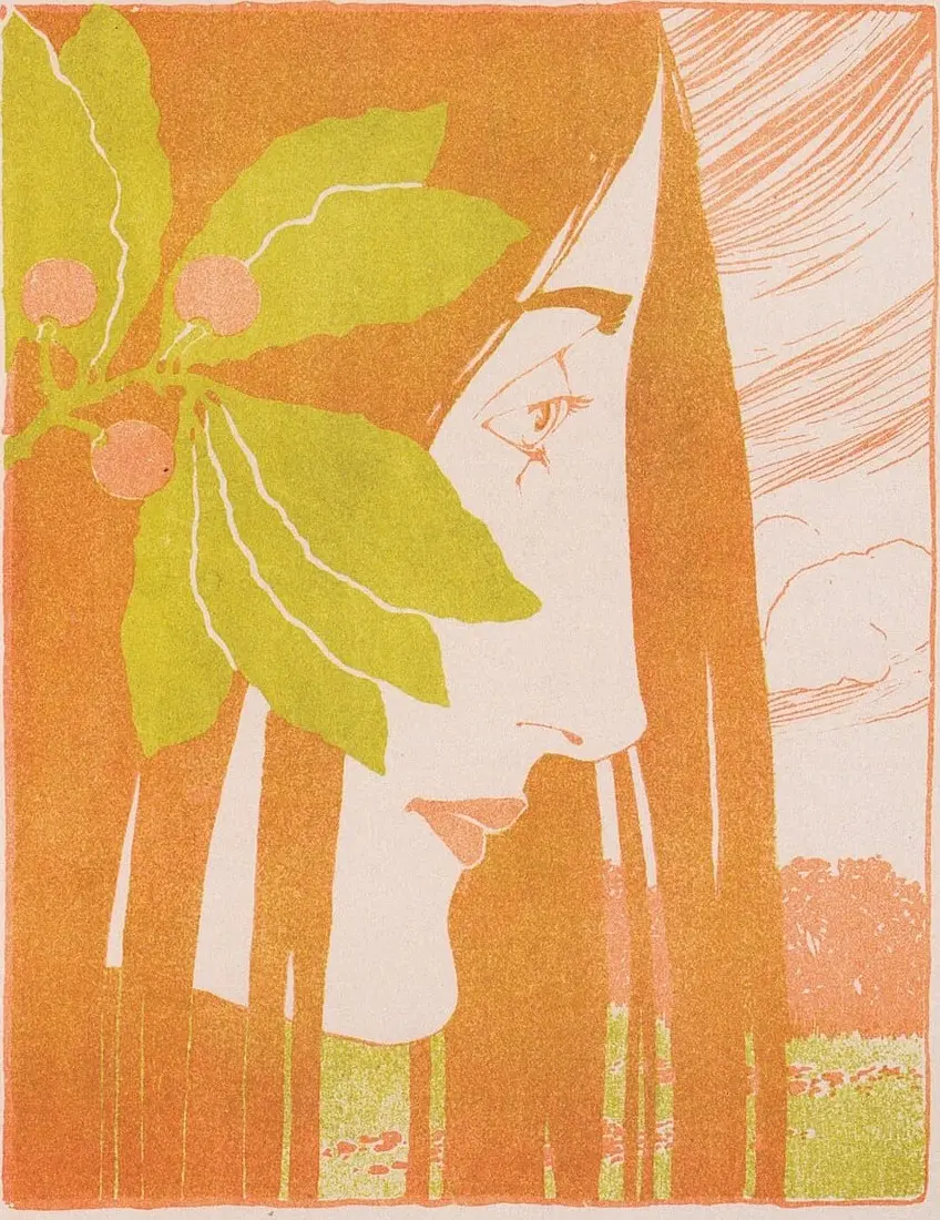 Ein decorativer Fleck in „Roth und Grün“ by Koloman Moser, canvas print