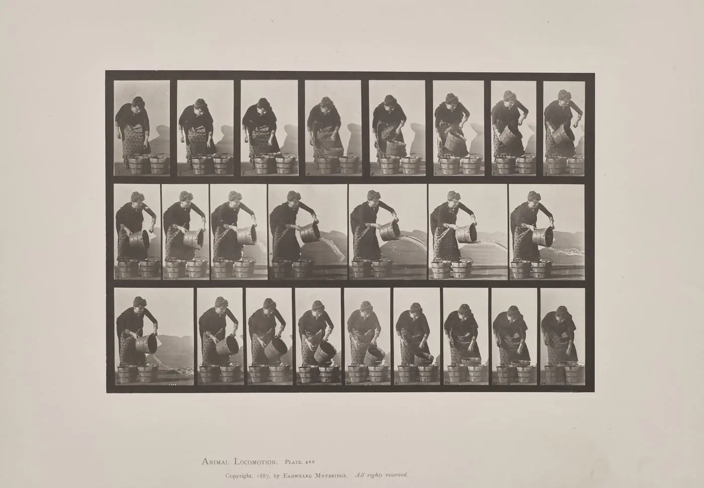 Emptying a Bucket of Water by Eadweard J. Muybridge, canvas print