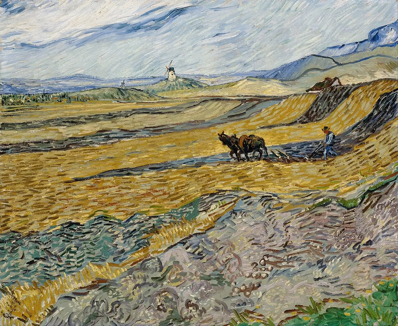 Enclosed Field with Ploughman by Vincent van Gogh, canvas print