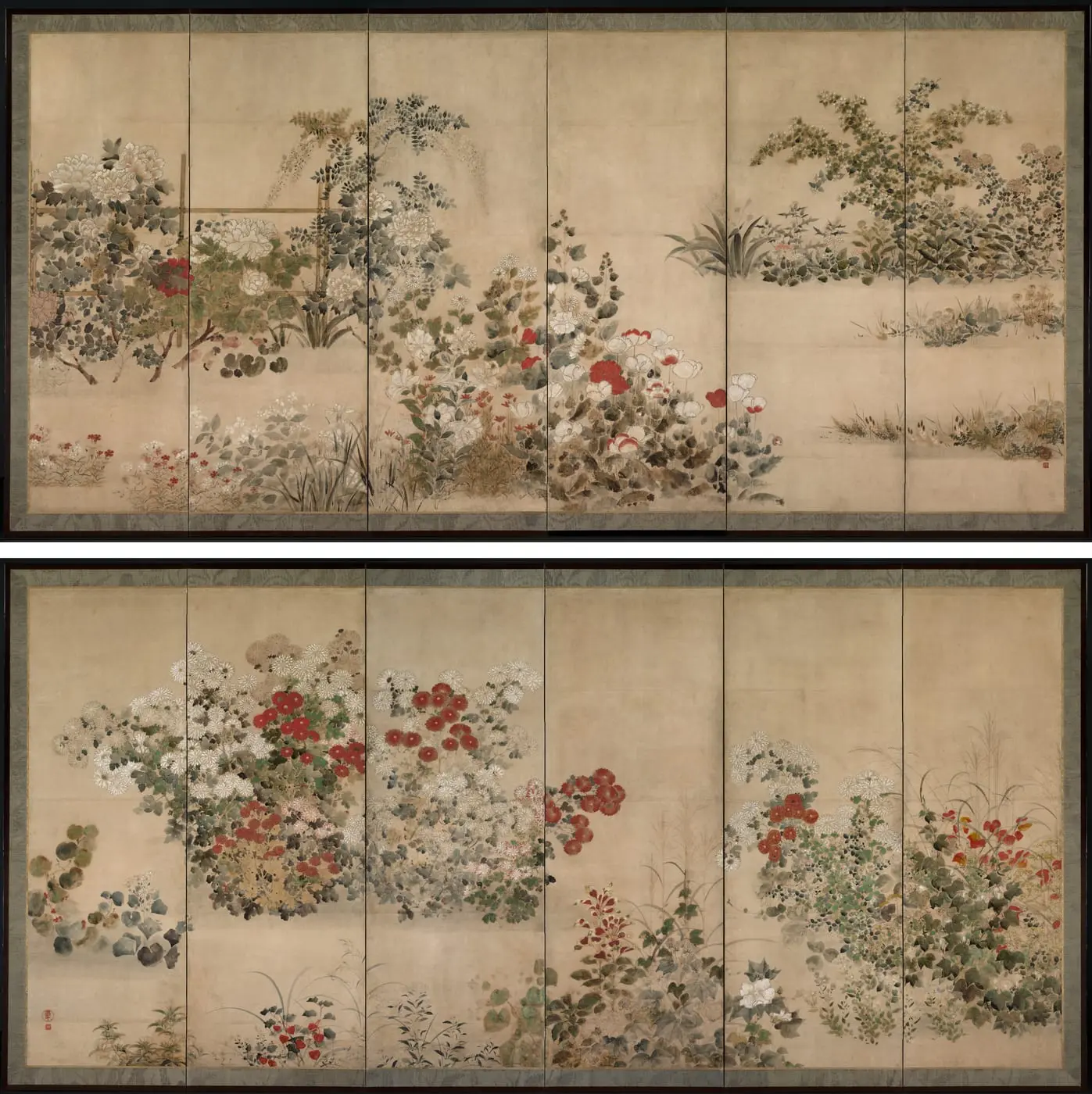 Flowers and Grasses by Kitagawa Sōsetsu, canvas print