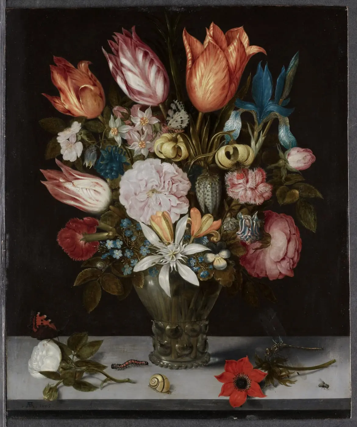 Flowers in a Glass by Ambrosius Bosschaert, canvas print