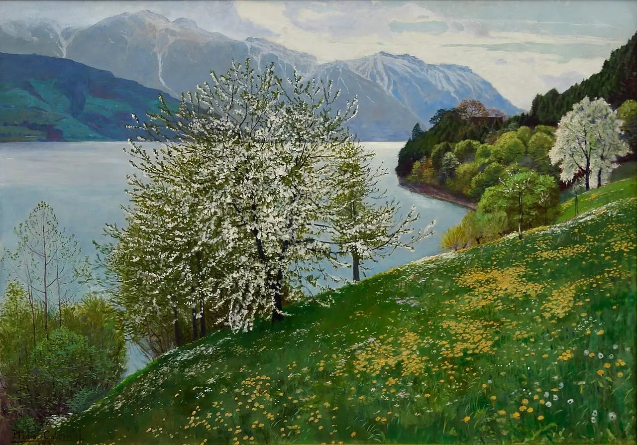 Frühlingslandschaft by Plinio Colombi, canvas print