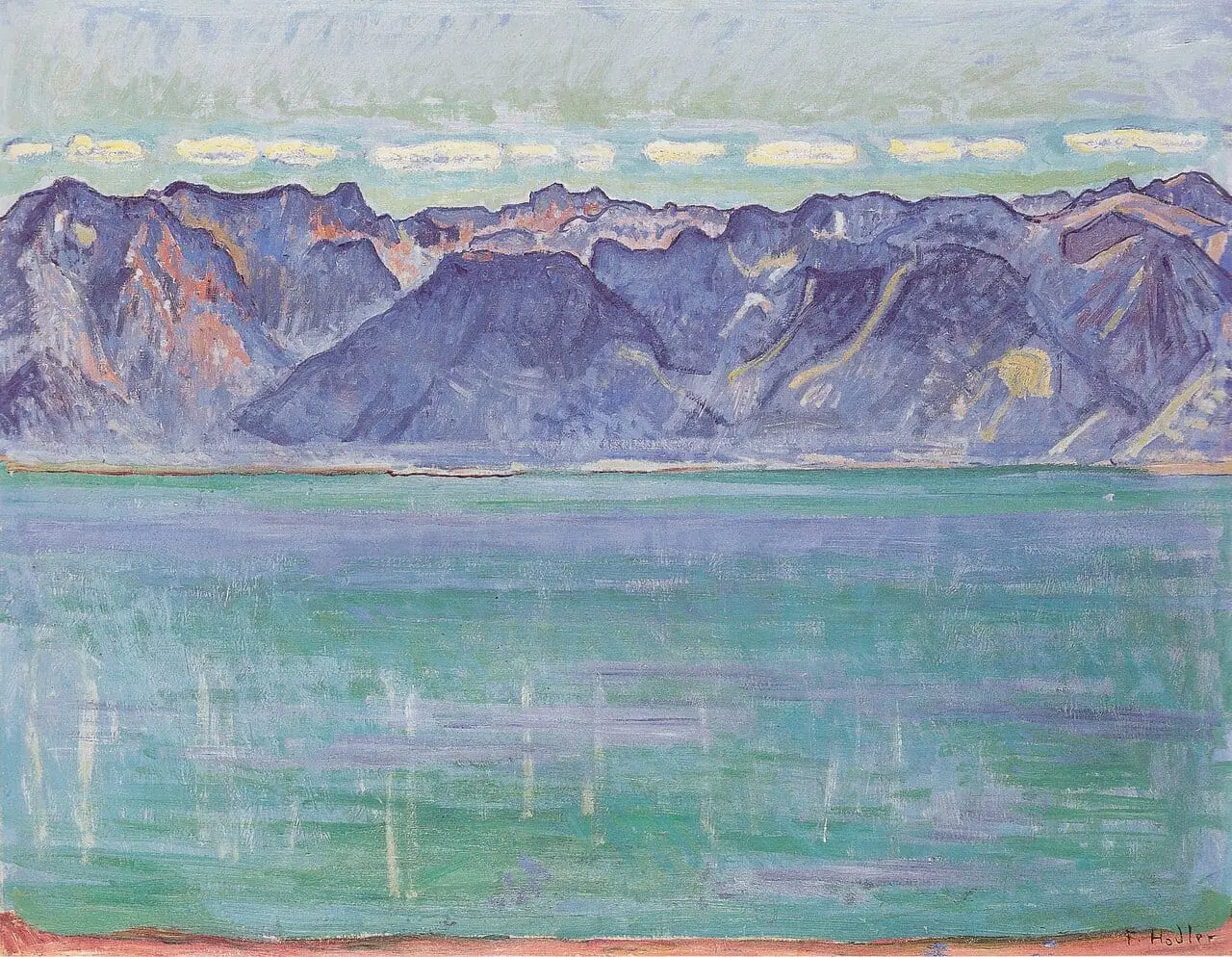Genfersee mit Blick auf die Savoyerberge by Ferdinand Hodler, canvas print