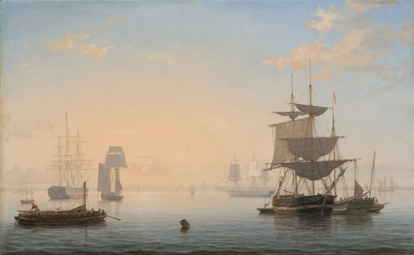 Harbor of Boston, with the City in the Distance by Fitz Henry Lane, canvas print
