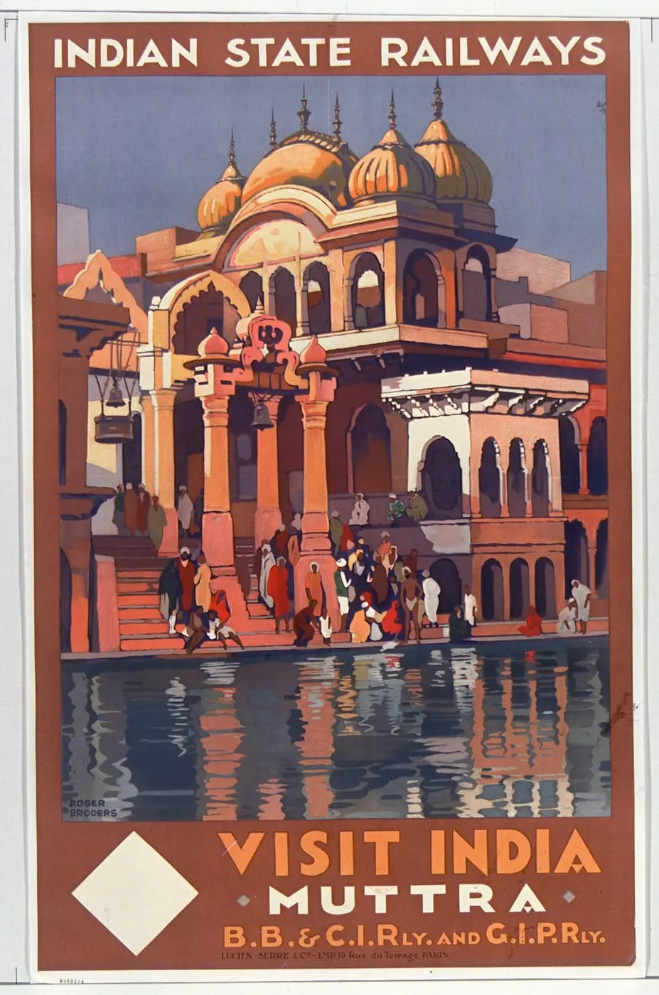 Indian State Railways. Visit India. Mutra by Roger Broders, canvas print