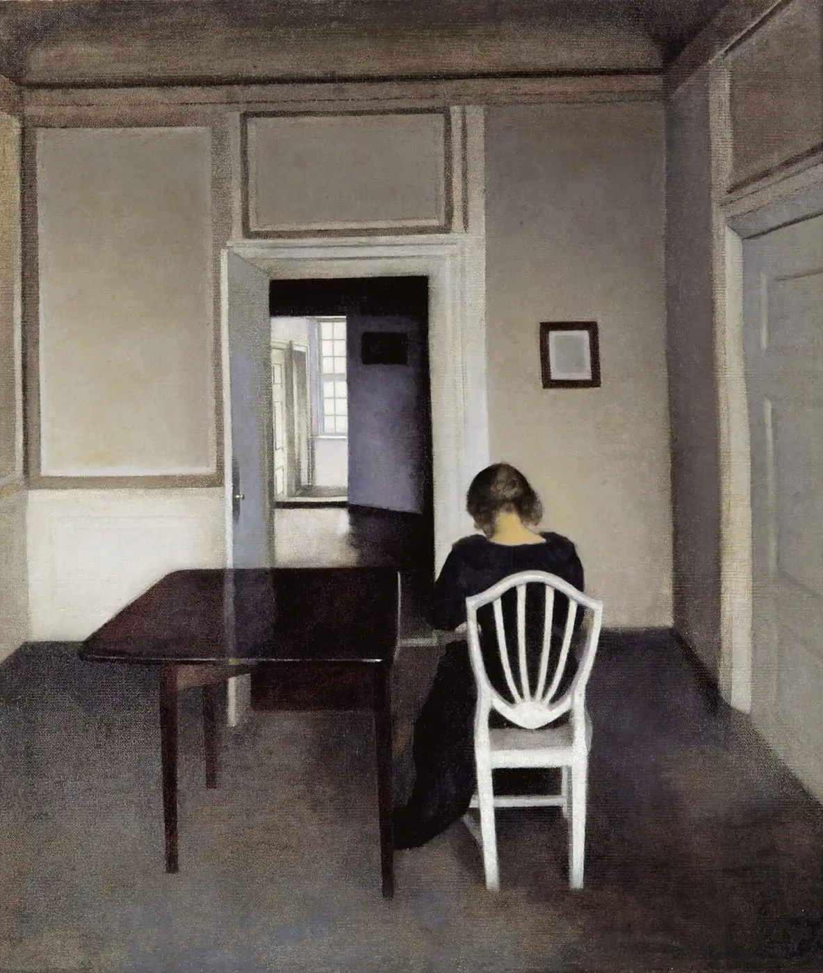 Interior with Ida in a White Chair by Vilhelm Hammershøi, canvas print