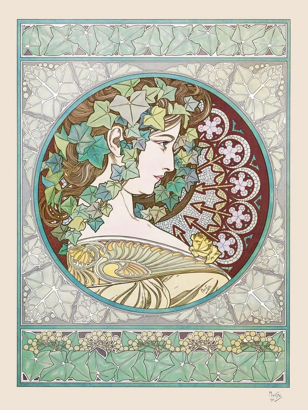 Ivy by Alphonse Mucha, canvas print