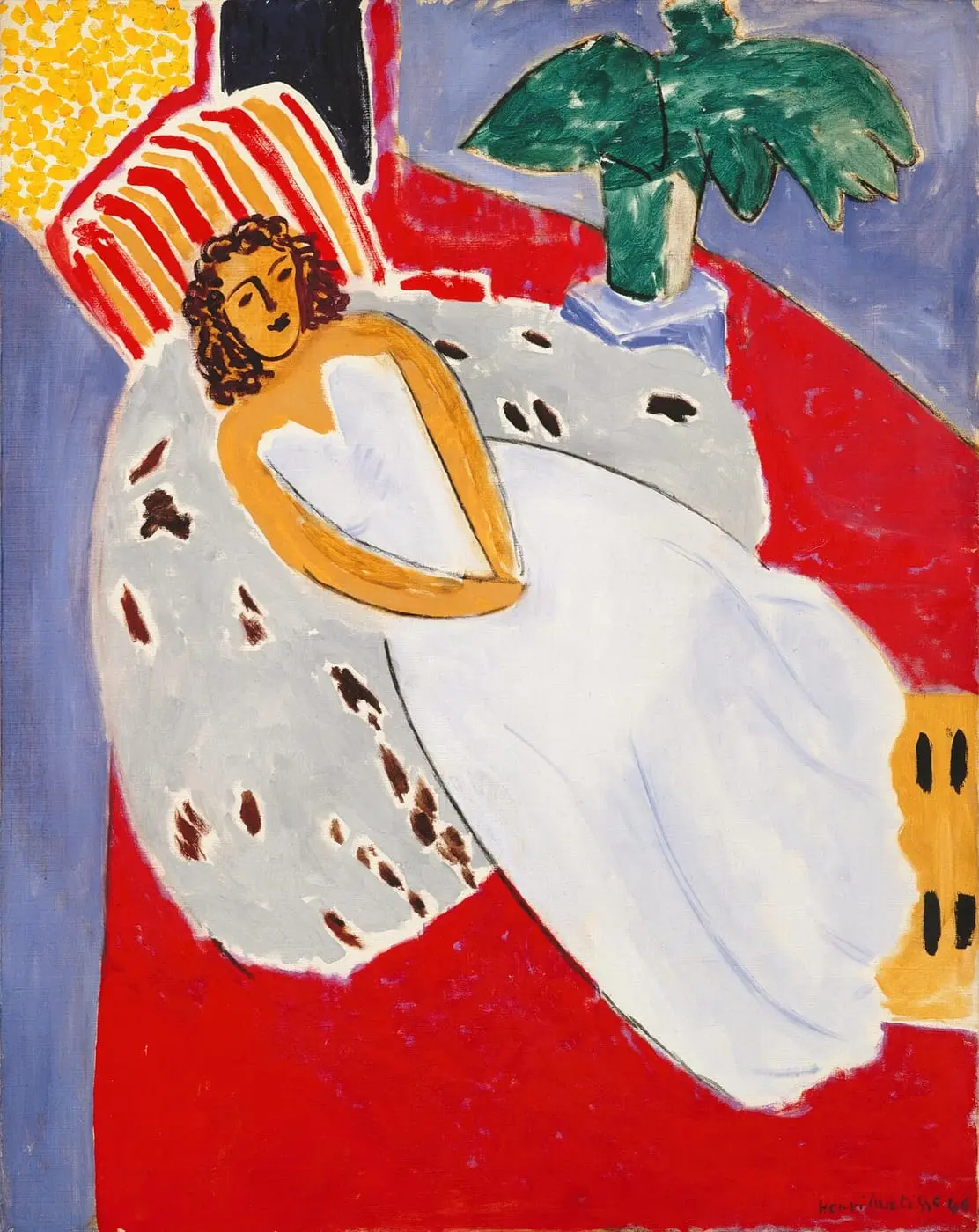 Jeune Femme en blanc, fond rouge by Henri Matisse, canvas print