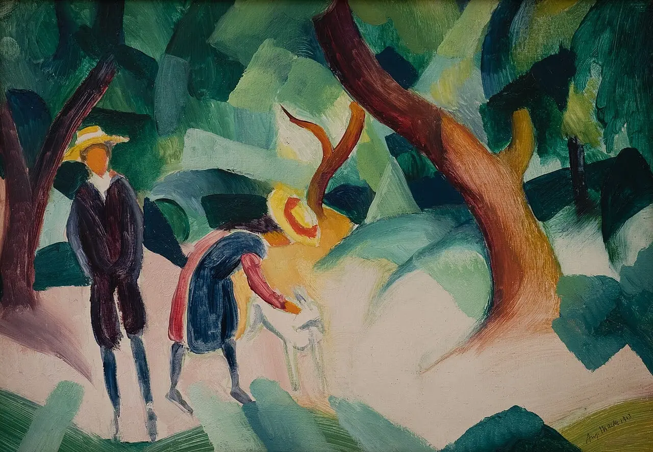 Kinder mit Ziege by August Macke, canvas print
