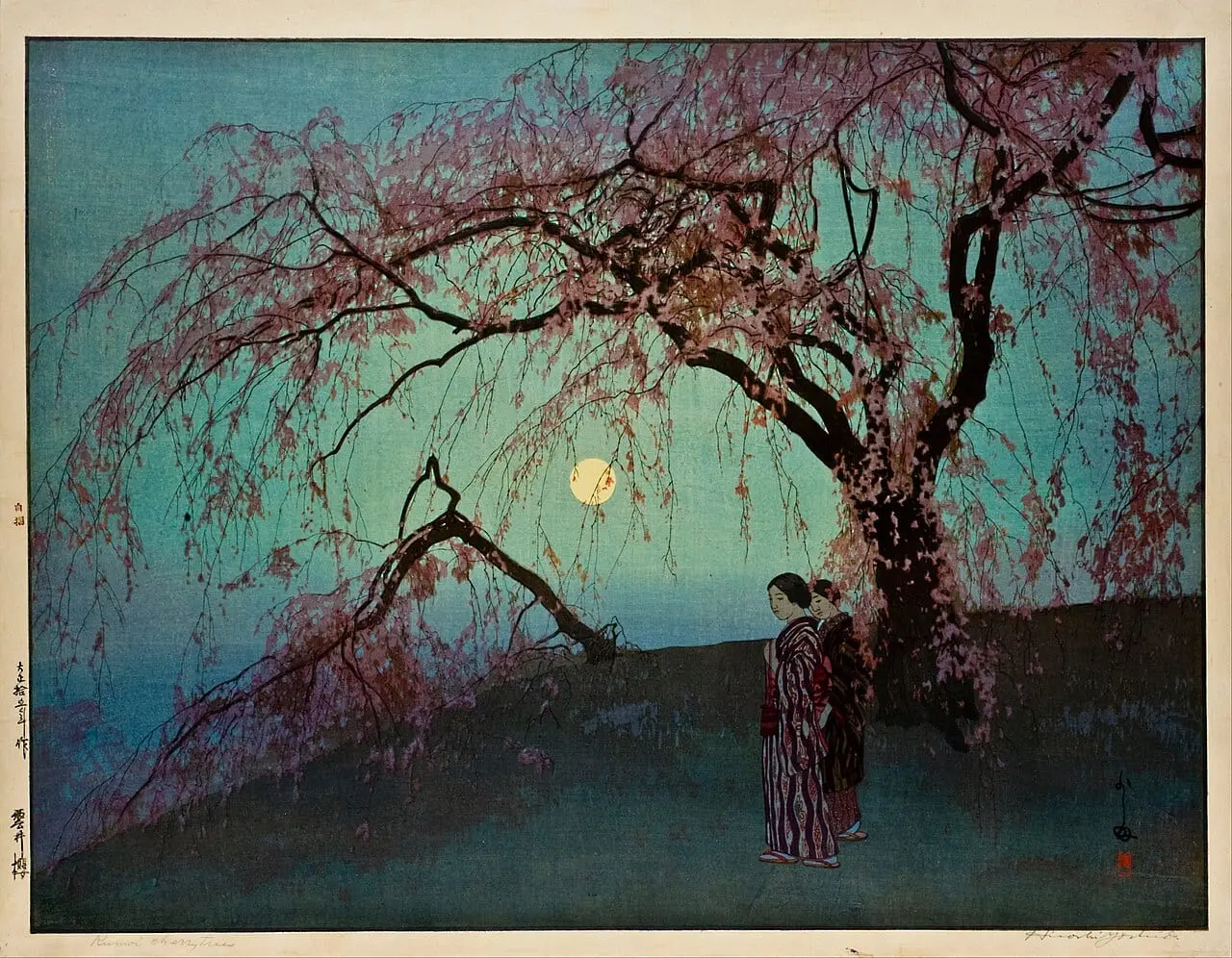 Kumoi Cherry Trees by Hiroshi Yoshida, canvas print