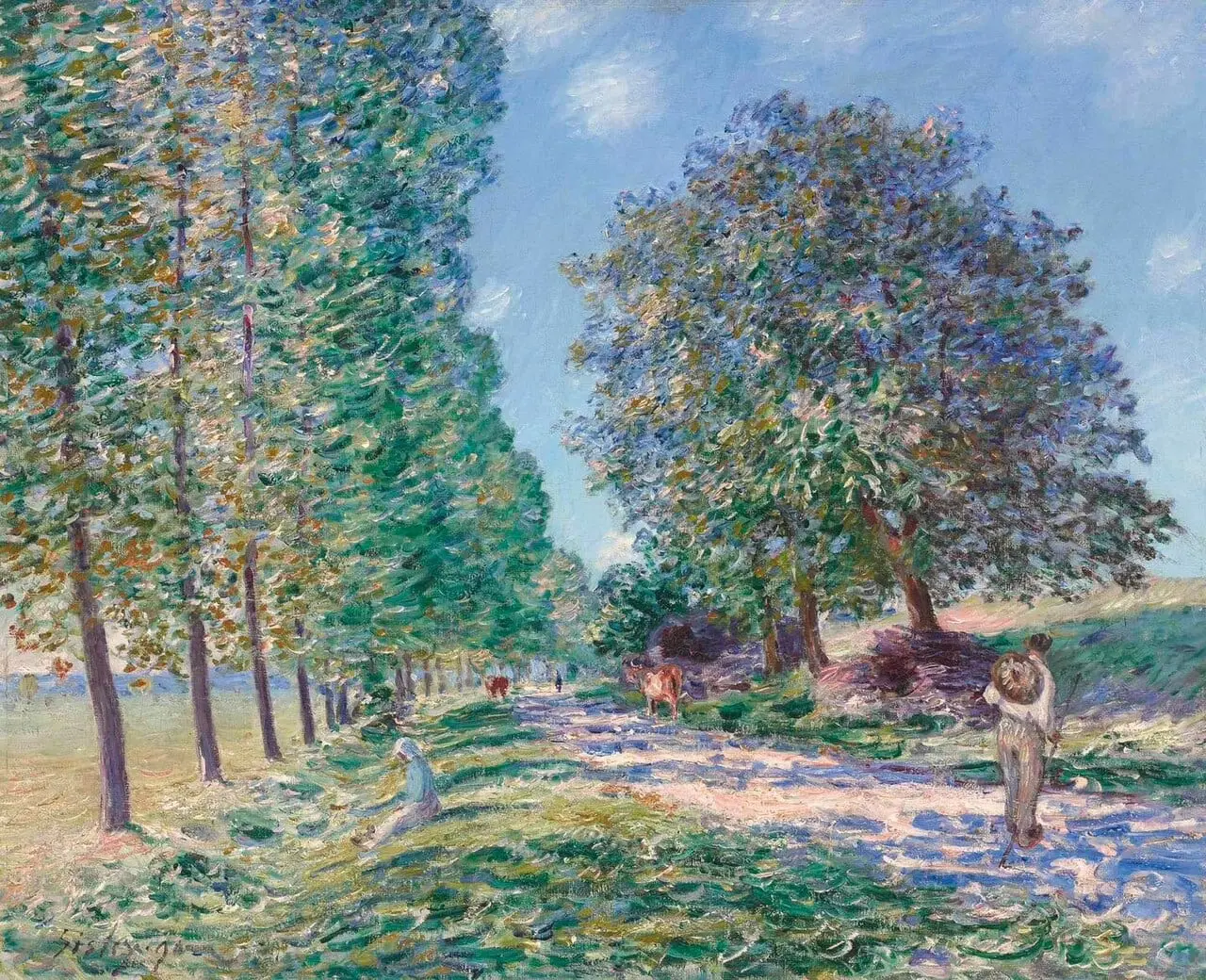 L'allée des peupliers à Moret au bord du Loing by Alfred Sisley, canvas print