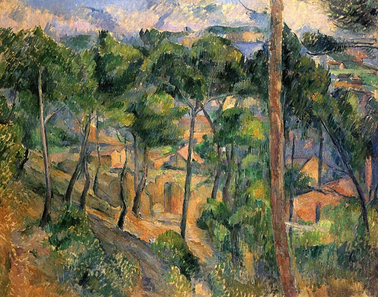 L'Estaque, Blick durch die Kiefern by Paul Cézanne, canvas print