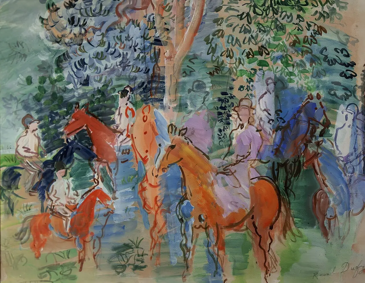 La famille du comte Harry Kessler à cheval by Raoul Dufy, canvas print