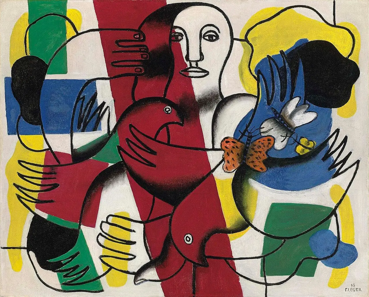 La femme aux papillons by Fernand Léger, canvas print