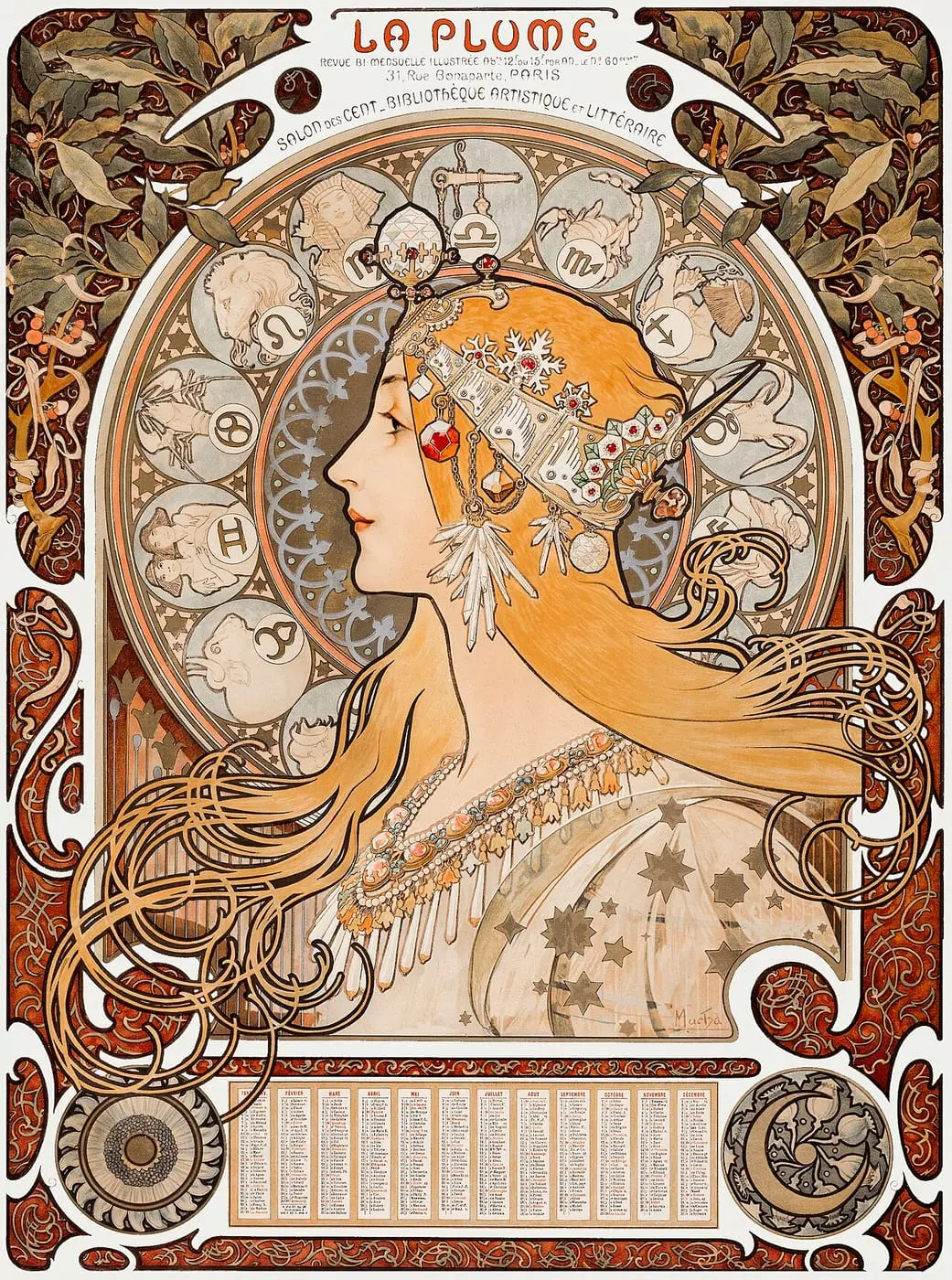 La Plume by Alphonse Mucha, canvas print