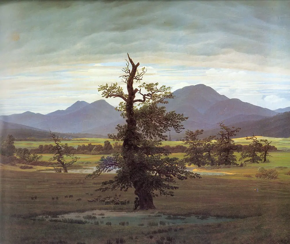 Landscape with Solitary Tree by Caspar David Friedrich, canvas print