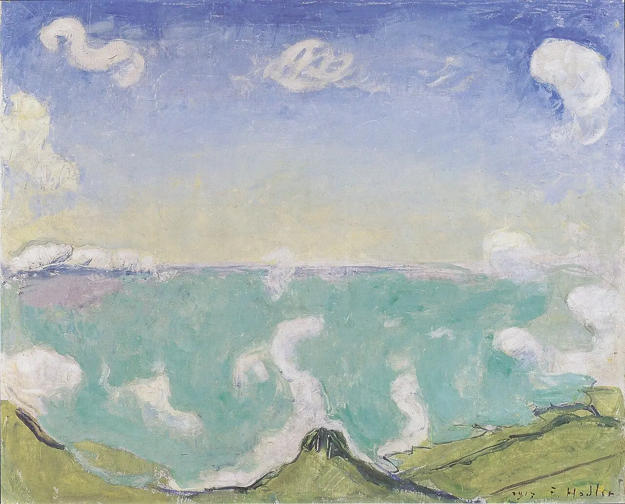 Landschaft bei Caux mit aufsteigenden Wolken by Ferdinand Hodler, canvas print