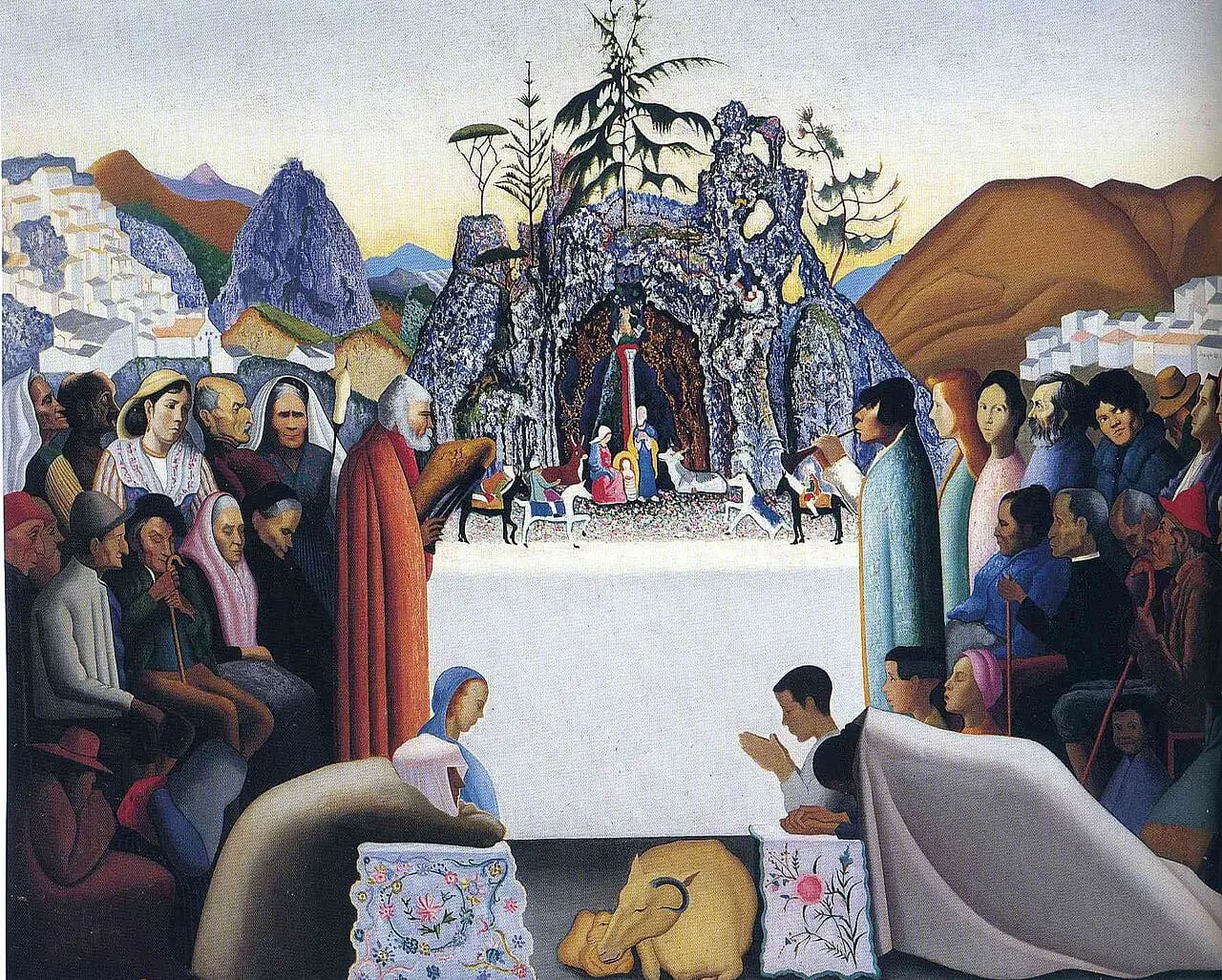 Men-women-and-crian-as-around-the-world-united-around-jesus by Joseph Stella, canvas print