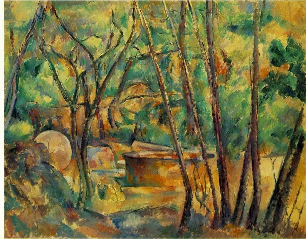 Meule et citerne en sous bois by Paul Cézanne, canvas print