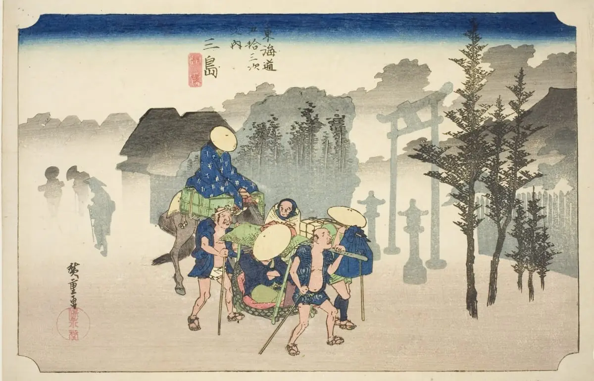 Mishima: Morning Mist by Utagawa Hiroshige, canvas print