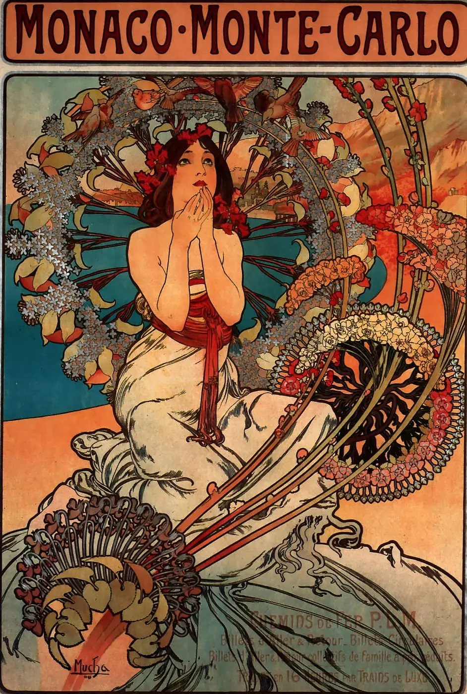 Monaco Monte Carlo by Alphonse Mucha, canvas print