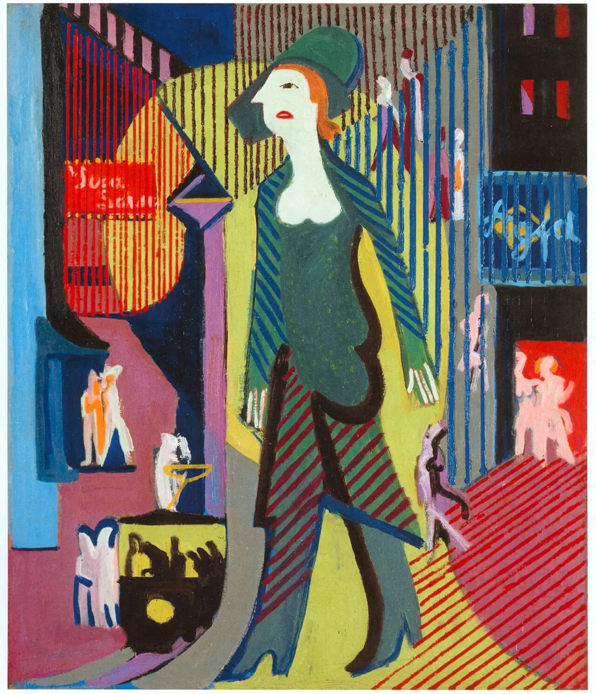 Nachtfrau, Frau geht über nächtliche Straße by Ernst Ludwig Kirchner, canvas print