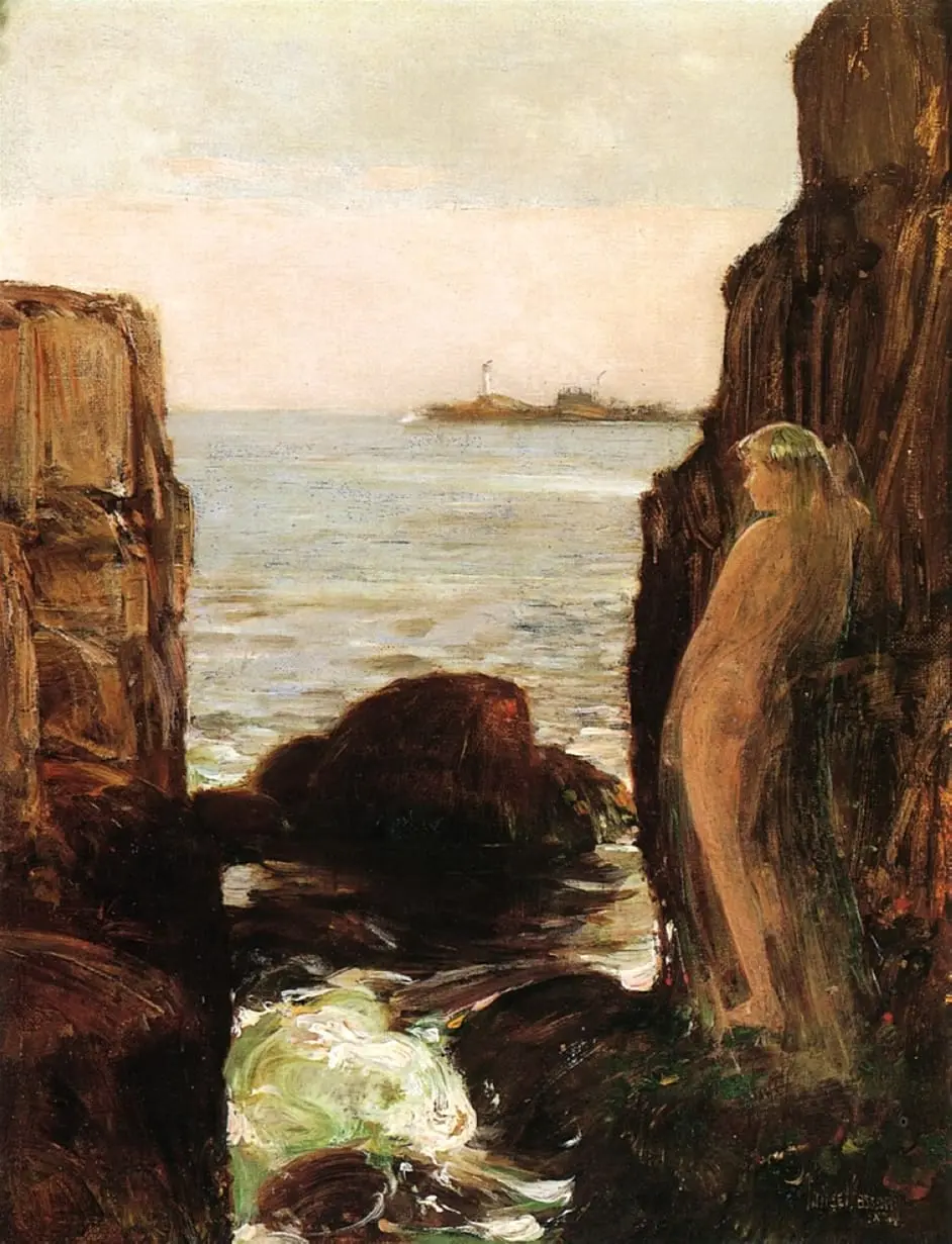 Nymph on a Rocky Ledge by Childe Hassam, canvas print