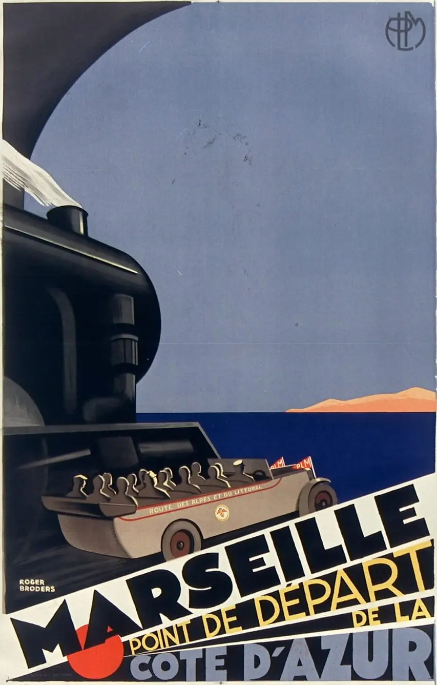 P. L. M. Marseille, point de départ de la Côte by Roger Broders, canvas print