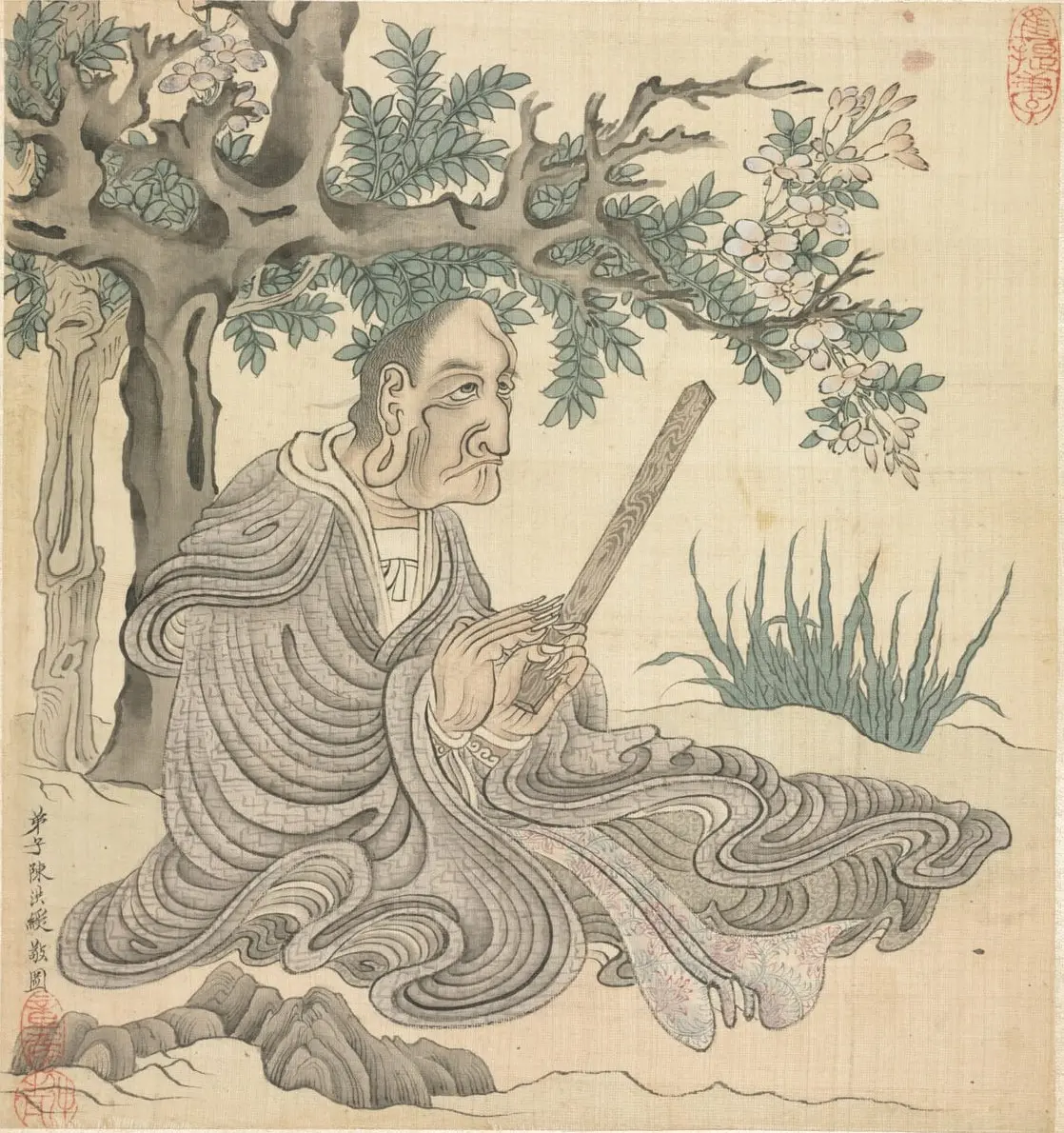 Paintings after Ancient Masters: A Lohan [after Guanxiu] by Chen Hongshou, canvas print