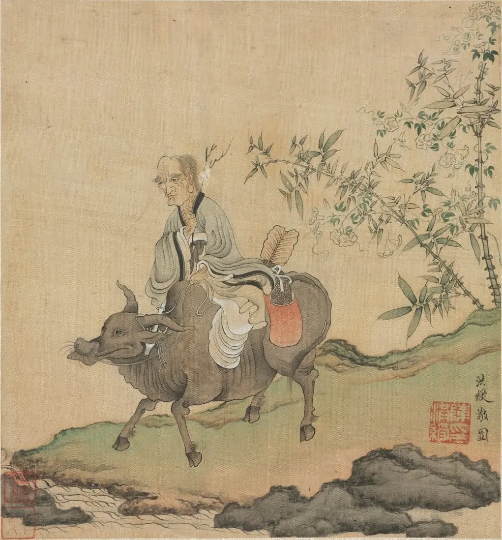 Paintings after Ancient Masters: Laozi Riding an Ox by Chen Hongshou, canvas print
