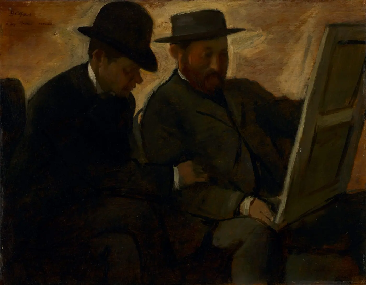 Paul Lafond and Alphonse Cherfils Examining a Painting by Edgar Degas, canvas print