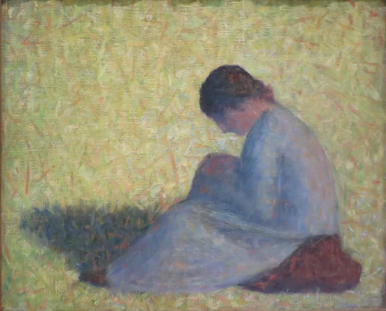 Peasant Woman Seated in the Grass by Georges Seurat, canvas print
