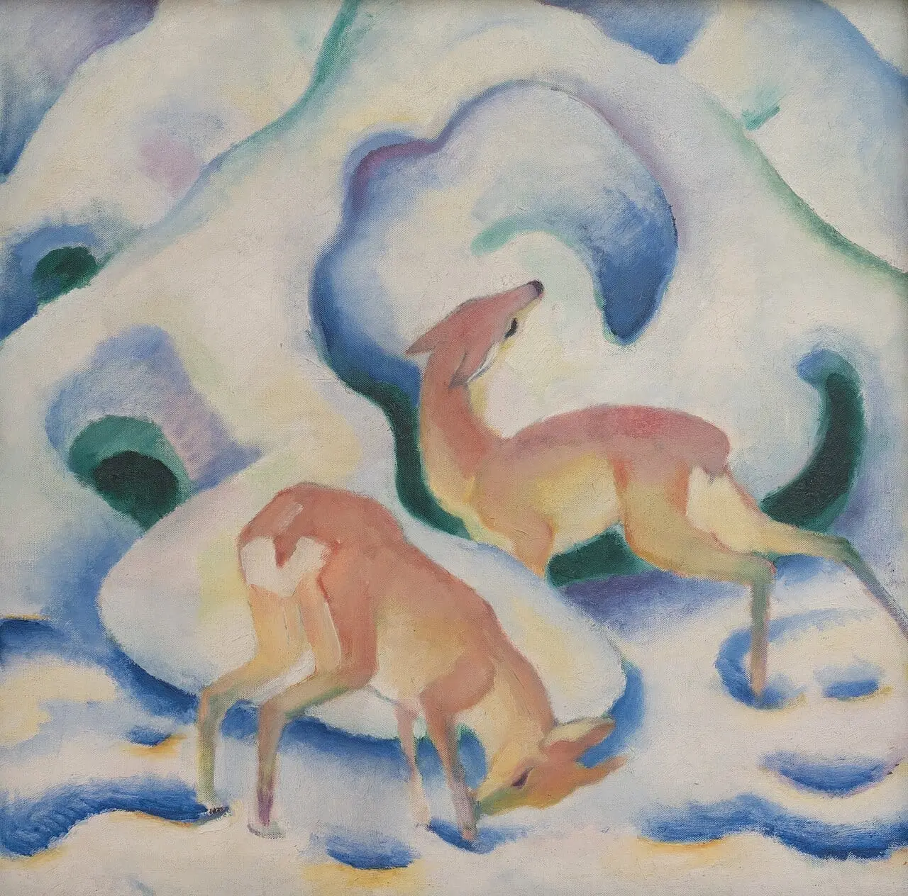 Rehe im Schnee by Franz Marc, canvas print