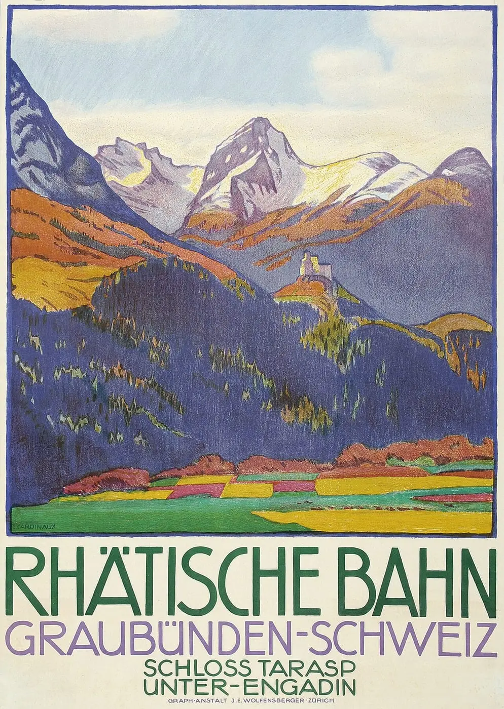 Rhätische Bahn Graubünden by Emil Cardinaux, canvas print